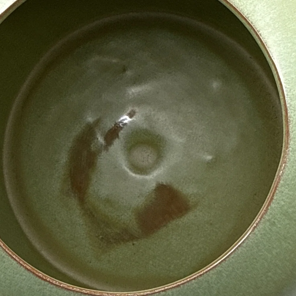 Frankoma Green Round Pottery Casserole Dish w/ Lid & Handles Marked S W